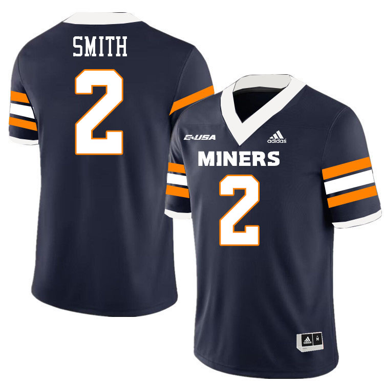 #2 Xavier Smith UTEP Jersey,UTEP Miners College Football Jersey,Uniforms-Navy